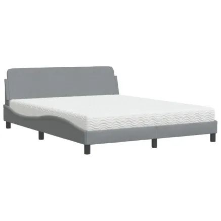 Lit avec matelas Dover gris clair 160x200 cm tissu 2