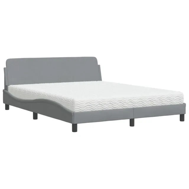 Lit avec matelas Dover gris clair 160x200 cm tissu