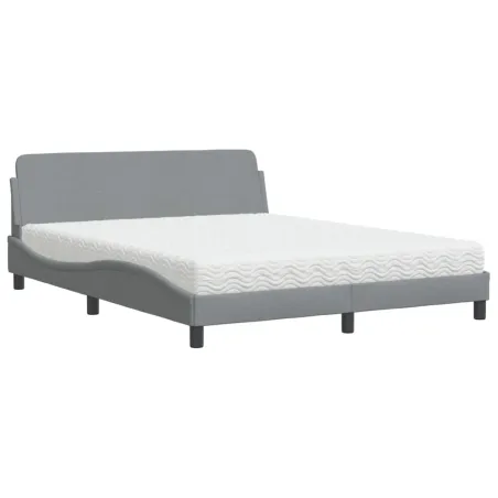 Lit avec matelas Dover gris clair 160x200 cm tissu