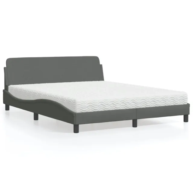 Lit avec matelas Dover gris foncé 160x200 cm tissu