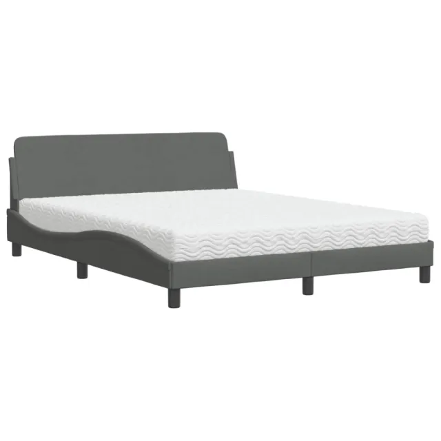 Lit avec matelas Dover gris foncé 160x200 cm tissu