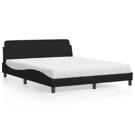 Lit avec matelas Dover noir 160x200 cm tissu