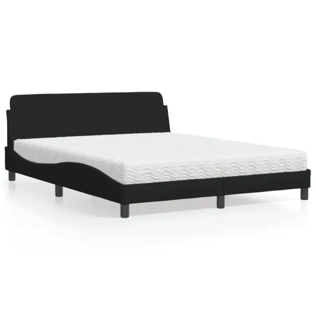Lit avec matelas Dover noir 160x200 cm tissu