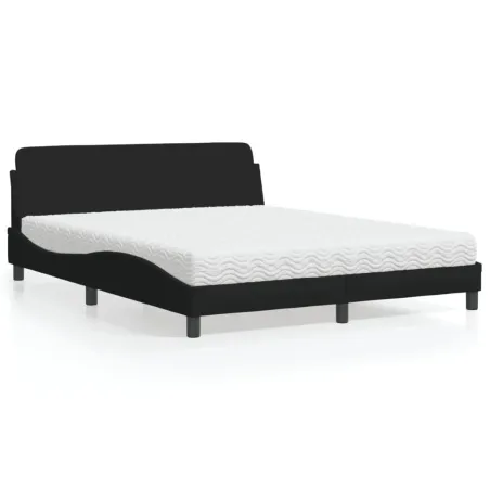 Lit avec matelas Dover noir 160x200 cm tissu