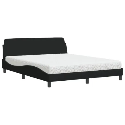 Lit avec matelas Dover noir 160x200 cm tissu 2
