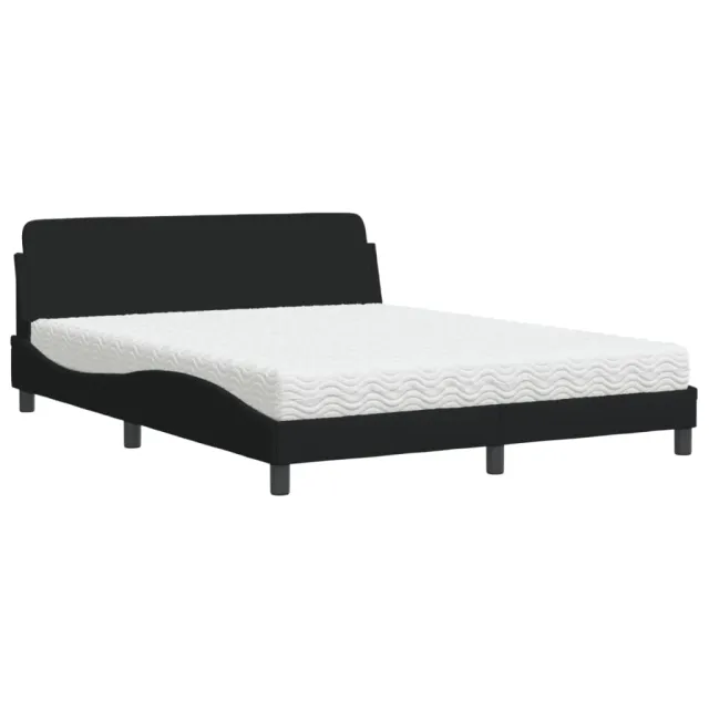 Lit avec matelas Dover noir 160x200 cm tissu