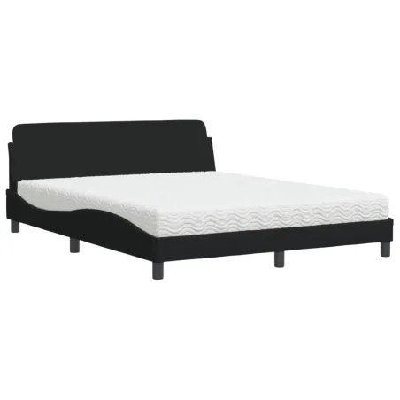 Lit avec matelas Dover noir 160x200 cm tissu