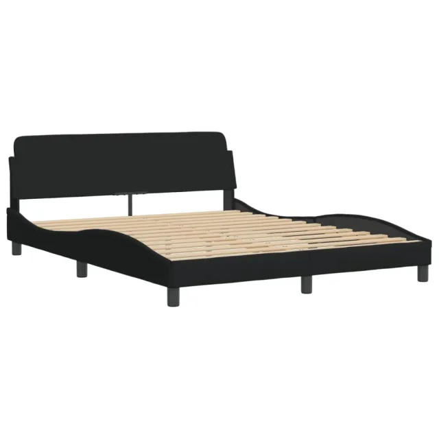 Lit avec matelas Dover noir 160x200 cm tissu