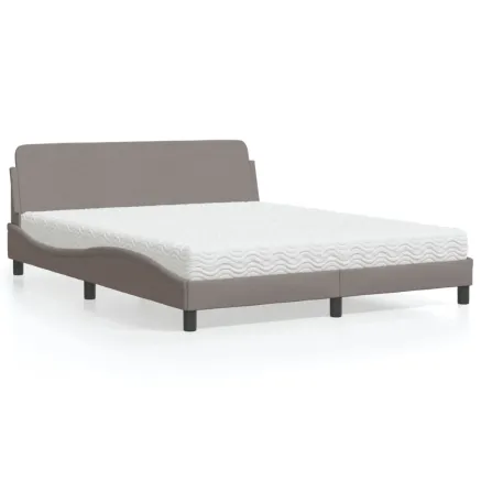 Lit avec matelas Dover taupe 160x200 cm tissu