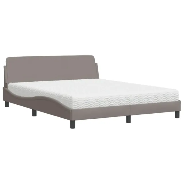 Lit avec matelas Dover taupe 160x200 cm tissu