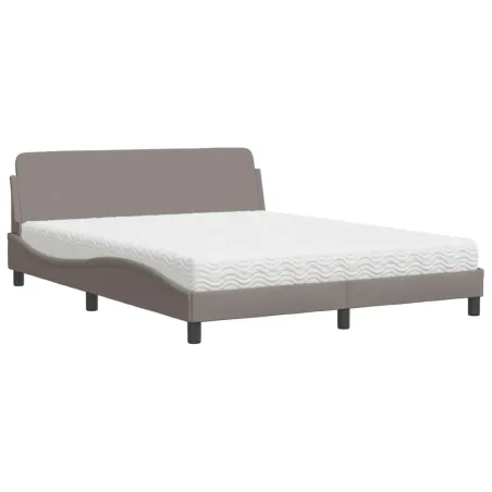 Lit avec matelas Dover taupe 160x200 cm tissu