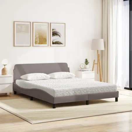 Lit avec matelas Dover taupe 160x200 cm tissu