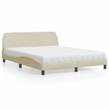 Lit avec matelas Dover crème 160x200 cm tissu