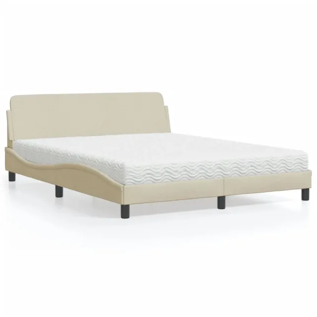 Lit avec matelas Dover crème 160x200 cm tissu