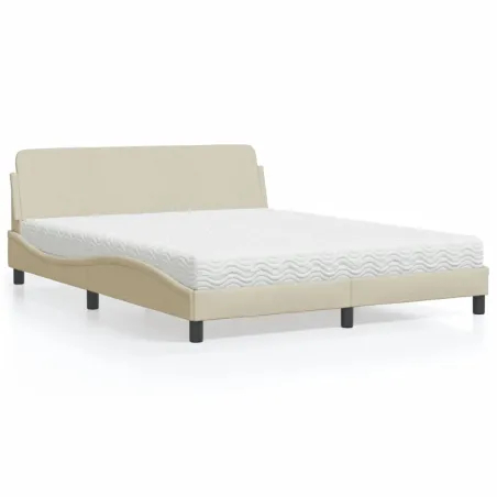 Lit avec matelas Dover crème 160x200 cm tissu