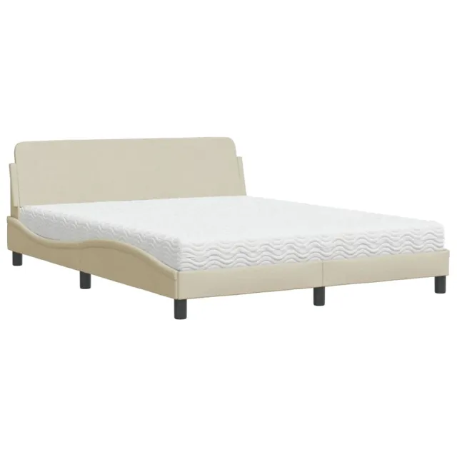 Lit avec matelas Dover crème 160x200 cm tissu