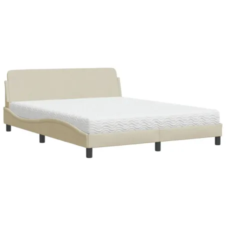 Lit avec matelas Dover crème 160x200 cm tissu