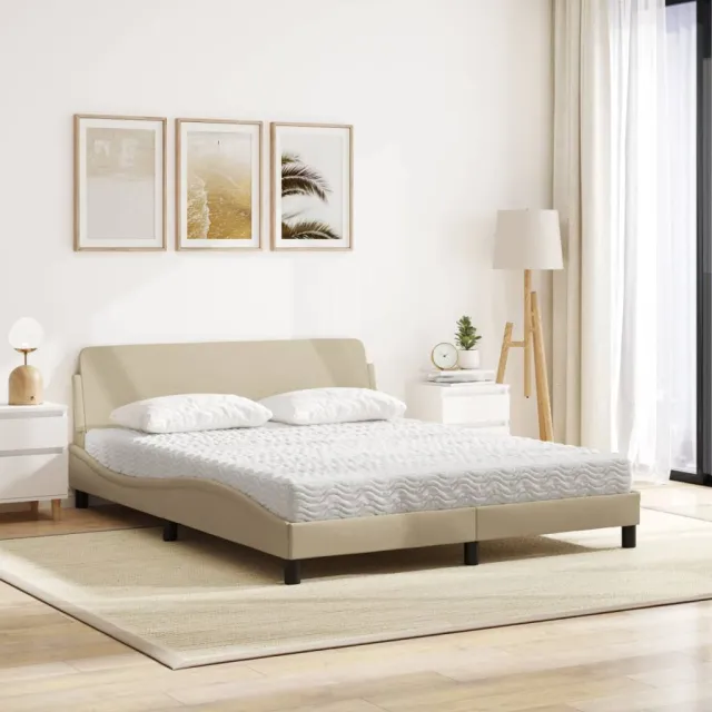 Lit avec matelas Dover crème 160x200 cm tissu