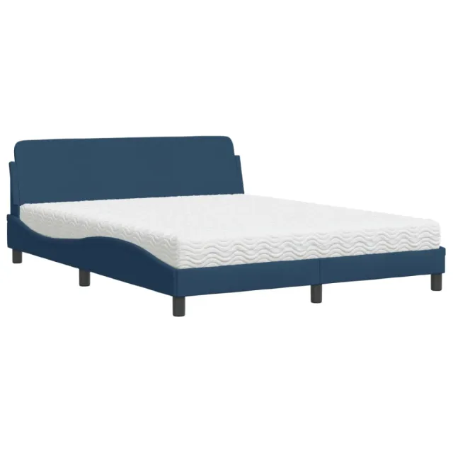 Lit avec matelas Dover bleu 160x200 cm tissu