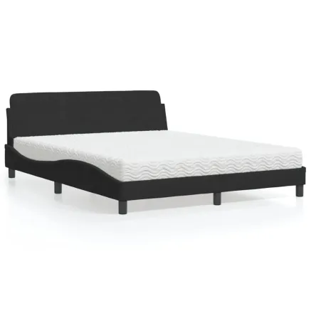 Lit avec matelas Dover noir 160x200 cm velours
