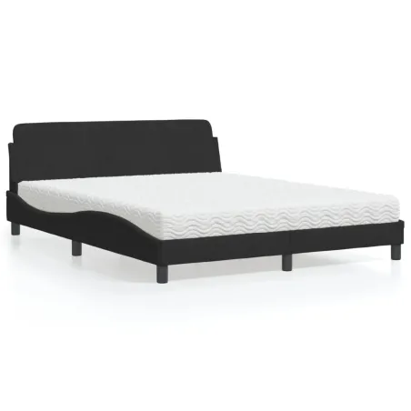 Lit avec matelas Dover noir 160x200 cm velours