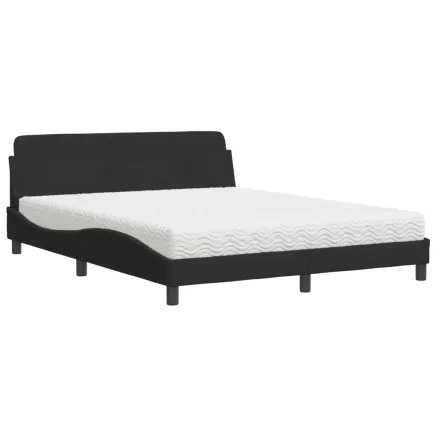 Lit avec matelas Dover noir 160x200 cm velours 2