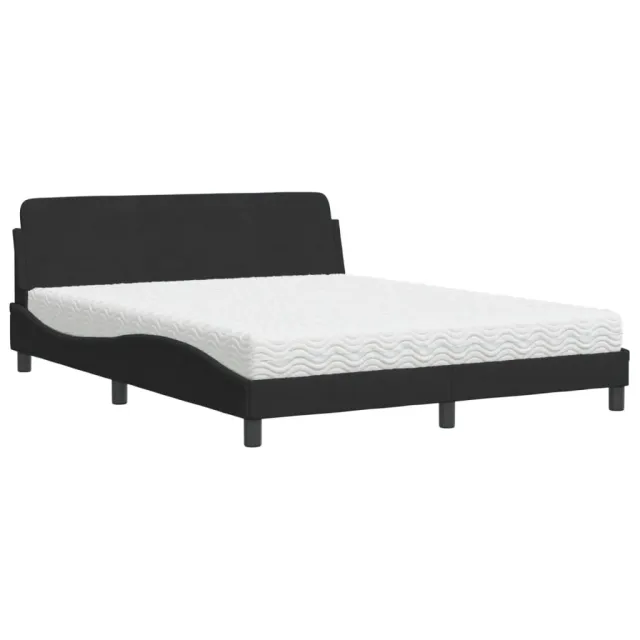 Lit avec matelas Dover noir 160x200 cm velours