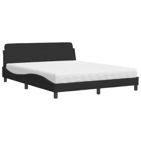 Lit avec matelas Dover noir 160x200 cm velours