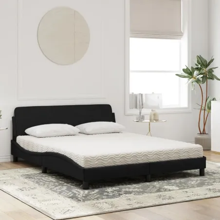 Lit avec matelas Dover noir 160x200 cm velours