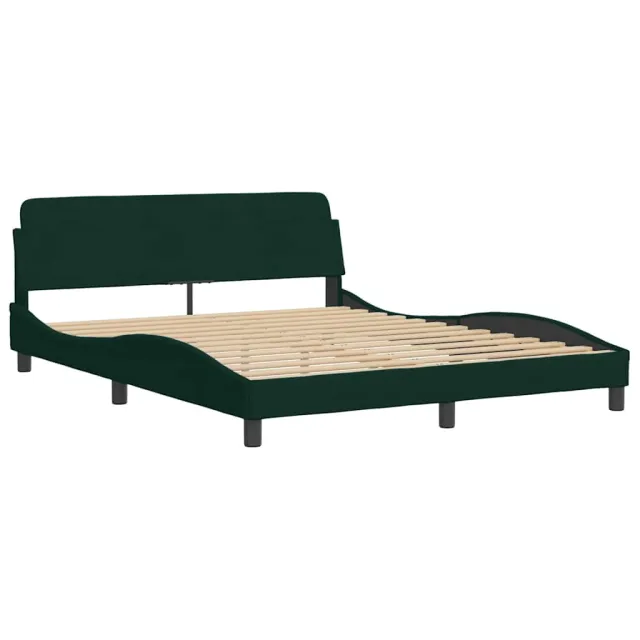 Lit avec matelas Dover vert foncé 160x200 cm velours