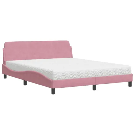 Lit avec matelas Dover rose 160x200 cm velours 2