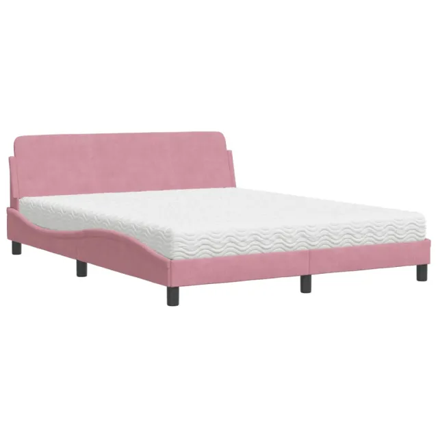 Lit avec matelas Dover rose 160x200 cm velours