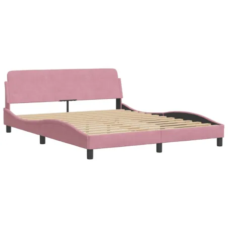 Lit avec matelas Dover rose 160x200 cm velours