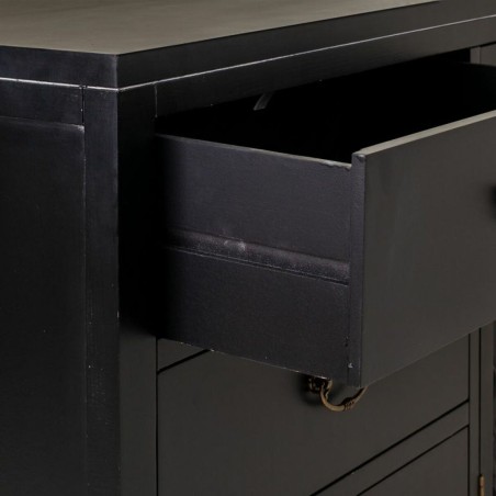 Buffet Alexandra House Living Noir Rotin Bois d'épicéa 36 x 73 x 106