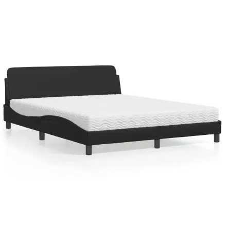 Lit avec matelas Dover noir 160x200 cm similicuir