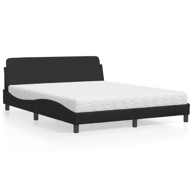 Lit avec matelas Dover noir 160x200 cm similicuir