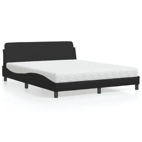 Lit avec matelas Dover noir 160x200 cm similicuir