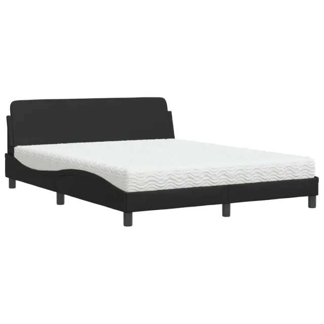 Lit avec matelas Dover noir 160x200 cm similicuir