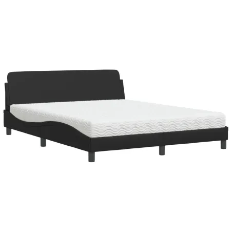 Lit avec matelas Dover noir 160x200 cm similicuir