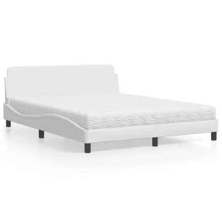 Lit avec matelas Dover blanc 160x200 cm similicuir