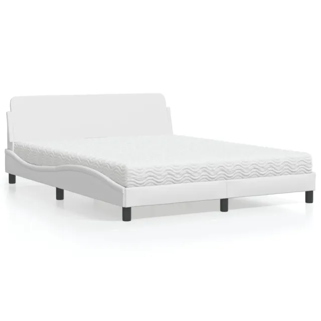 Lit avec matelas Dover blanc 160x200 cm similicuir
