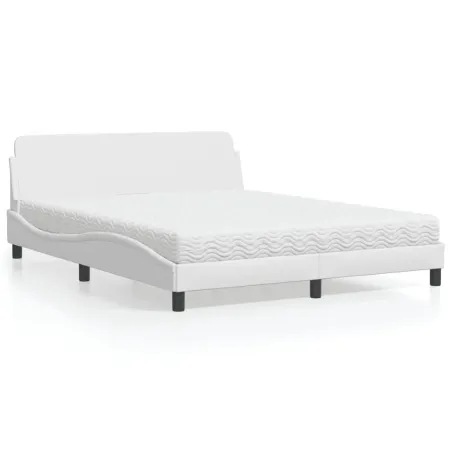 Lit avec matelas Dover blanc 160x200 cm similicuir