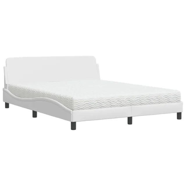 Lit avec matelas Dover blanc 160x200 cm similicuir