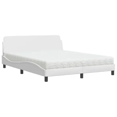 Lit avec matelas Dover blanc 160x200 cm similicuir