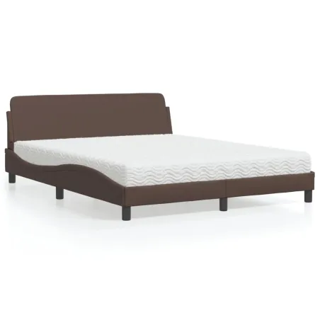 Lit avec matelas Dover marron 160x200 cm similicuir