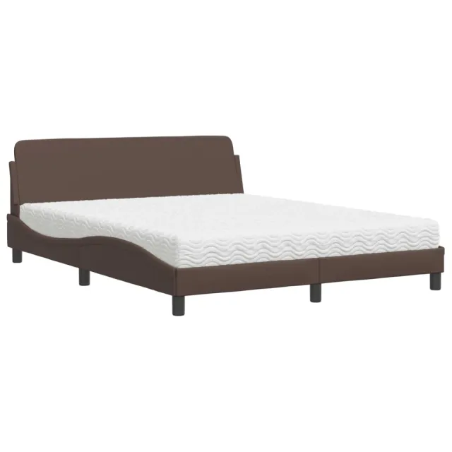 Lit avec matelas Dover marron 160x200 cm similicuir