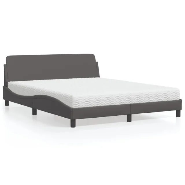Lit avec matelas Dover gris 160x200 cm similicuir