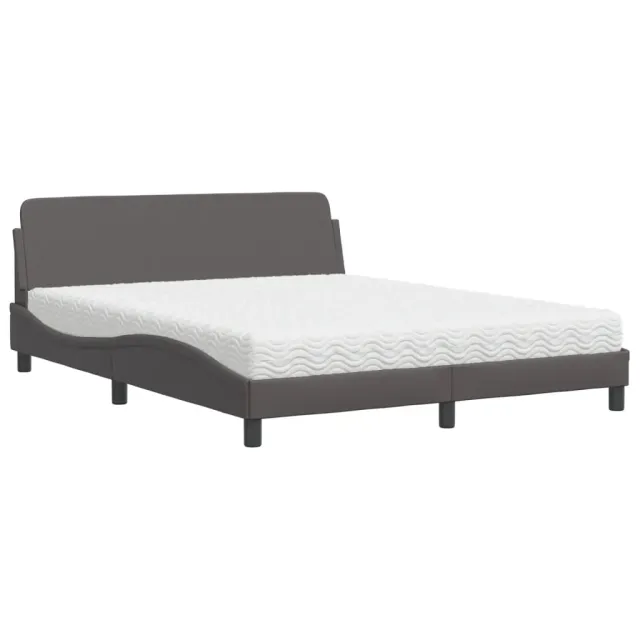 Lit avec matelas Dover gris 160x200 cm similicuir