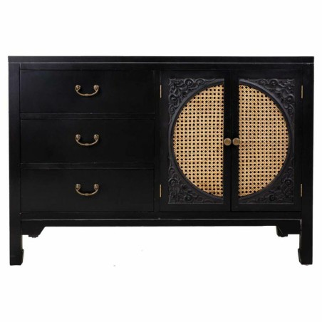 Anrichte Alexandra House Living Schwarz Rattan Tannenholz 36 x 73 x 10