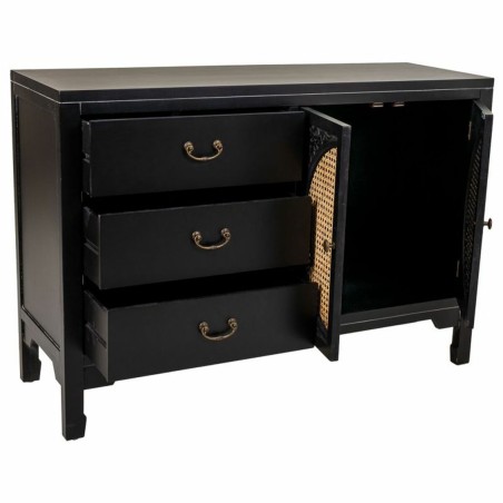 Buffet Alexandra House Living Noir Rotin Bois d'épicéa 36 x 73 x 106